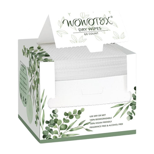 WOWOTEX Disposable Face Towel Biodegradable Large Dry Wipes 60 Count/Box Extra Thick Soft Clean Facial Towels for Sensitive Skin, Makeup Removing, Cleansing, Nursing, Travel, 10¡Á12 Inches