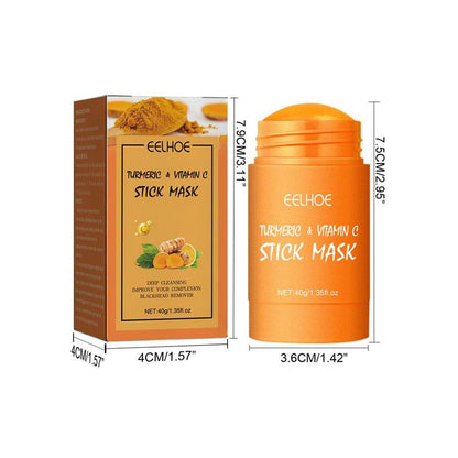 40g Turmeric Face Mask Stick, Comfort Deep Cleansing & Moisturizing Face Mask for Acne Prone Skin, Hydrating Facial Care Product Women & Men, Skincare Rod