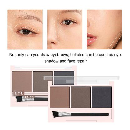 3 Color Eyebrow Powder With Brush, Long Lasting Waterproof Eyebrow Palette, Smudge Proof Eye Brow Powder, Natural Eye Makeup Palette, Eye Brows Makeup Products