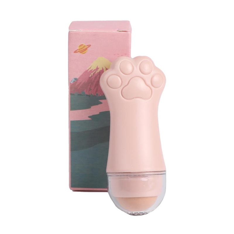 Cat Paw Design Oil Absorbing Face Roller, 1 Count Portable Facial Oil-Absorbing Volcanic Rolling Ball Stick, Makeup Accessories