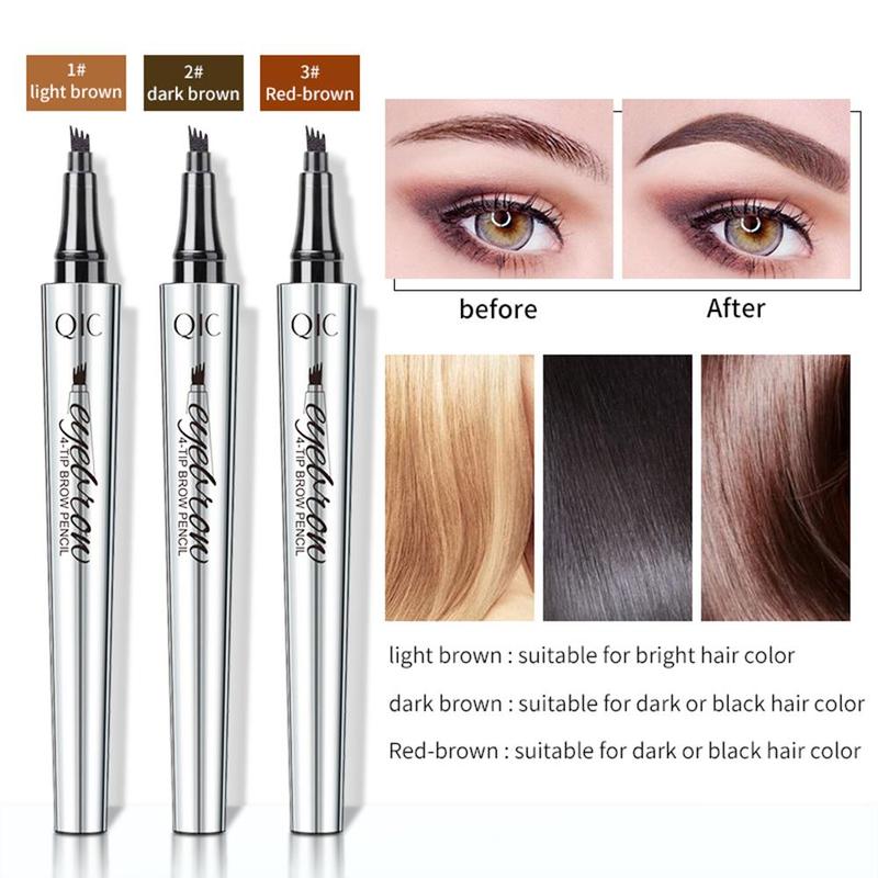 4 Fork Liquid Eyebrow Pencil, 1 Count Waterproof Long Lasting Brow Makeup Tool for Women, Professional Daily Makeup Accessories