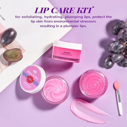 ANAiRUi Bakuchiol+Grape Lip Care Kit - Overnight Lip Sleeping Mask & Lip Exfoliator Scrub - Moisturizing Lip Treatment Mask Plumper for Dry, Chapped, Peel & Dark Lips - Lip Skincare Moisturizer for Repairing, Anti Fine Lines and Plump your Lips