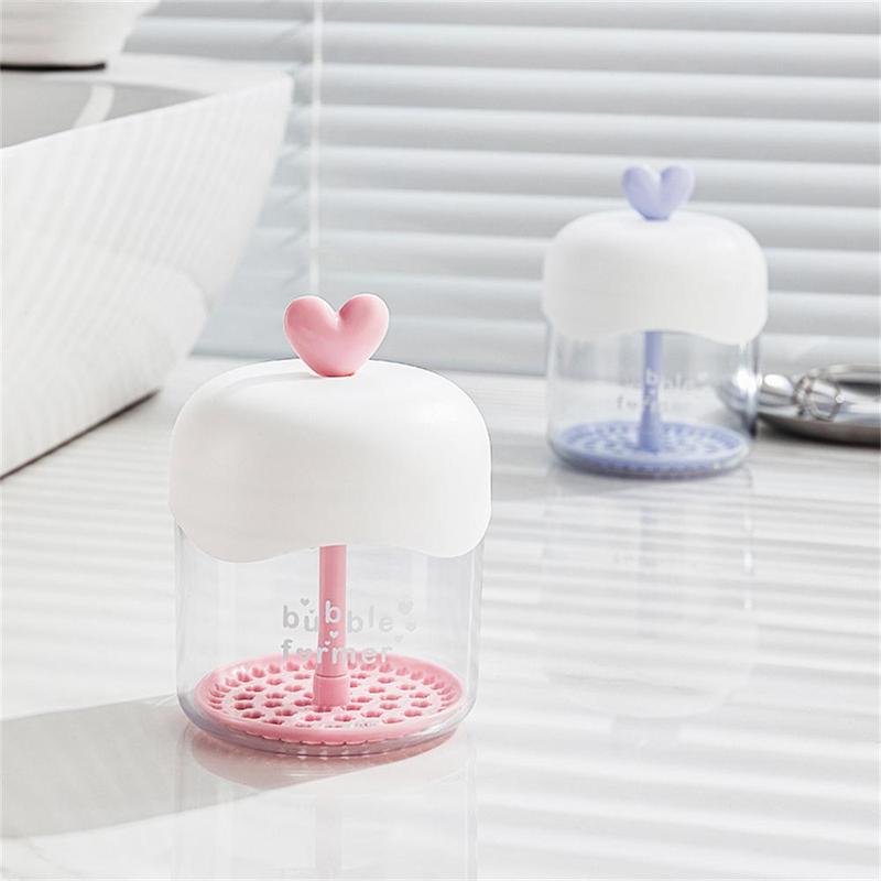 Portable Cute Heart Decor Foam Maker, Handheld Bubble Maker, Foaming Cup, Skincare Tool for Face Washing