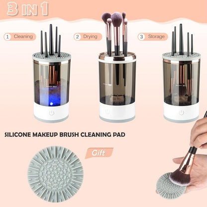 Electric Makeup Brush Cleaner for Foundation Brushes, 1 Set Smart Automatic Makeup Brushes Cleansing Machine with Brush Clean Mat, Automatic Makeup Brush Cleaning Machine, Makeup Products