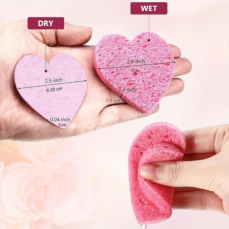 20pcs/pack Heart Shaped Compressed Facial Sponges, Facial Cleansing Tool, Professional Skincare Tools For Daily Use