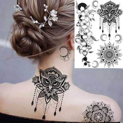 Vintage Butterfly & Moon Pattern Temporary Tattoo Sticker, 28pcs/set Waterproof Fake Tattoo Sticker, Body Art Sticker for Women & Men