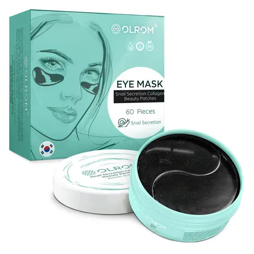 Olrom Skin Care Depuffing Eye Patches: 60-Pack of Hydrating Under Eye Masks with Collagen & Snail Secretion for Dark Circles & Under Eye Puffiness Hyaluronic Moisturizing Bright Firming Gentle Hyaluronic Acid Comfort Hydrate Moisturizer Moisturize