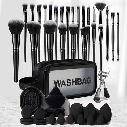 Back to School Makeup Tool Set, 46pcs/set Makeup Brush & Beauty Sponge & Puff & Makeup Bag & Eyelash Curler & Cleaning Pad, Professional Cosmetic Tools Set