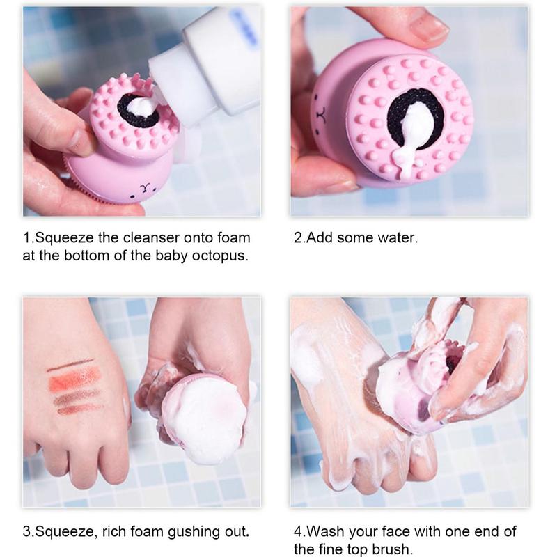 Comfort Cute Octopus Shaped Facial Cleansing Brush, 1 Count?Manual Handheld Face Scrubber, Deep Cleansing Face Washing Brush, Skincare Tool for Women & Girls