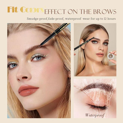 Double-ended Eyebrow Pencil & Eyebrow Brush, 2pcs/set Waterproof Long Lasting Eyebrow Pencil, Brow Styling Brush, Eye Brow Makeup Tool, Eyebrow Makeup Brushes, Cosmetic Beauty Supplies