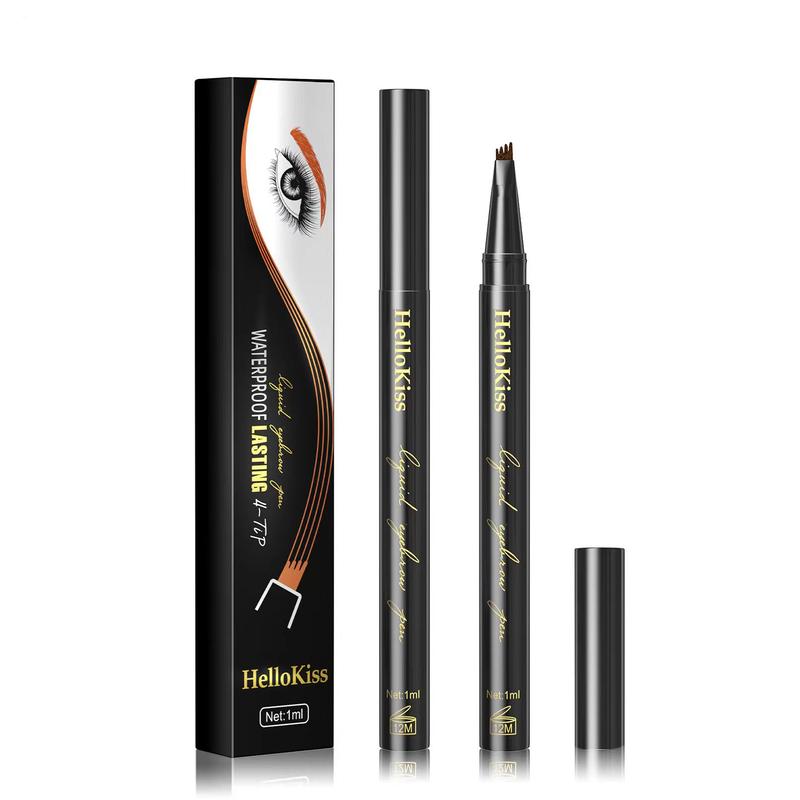 Eyebrow Pen - Comfort Liquid Eyebrow Pencil, Upgraded Brown Eyebrow Pencils for Women with 4 Fort Tip Waterproof & Long Lasting Natural-looking Hair-Like Defined Brows