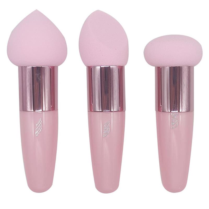 Makeup Sponge With Handle Set, 3 Counts/set Foundation Blending Sponge For Women & Girls, Makeup Tool