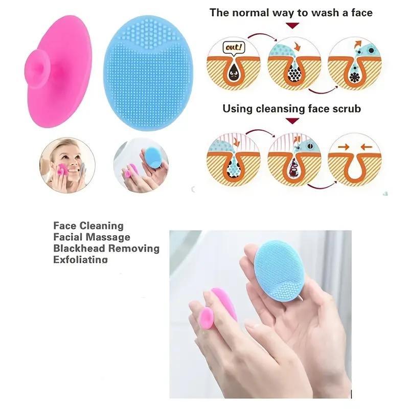 Manual Silicone Face Massage Brush, 2pcs Mixed Color Face Scrubber Massage Brush, Facial Skin Care Tool, Skincare Product for Women