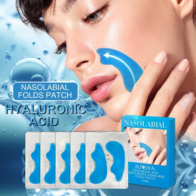 Nasolabial Folds Patches, 5 Pairs/box Natural Collagen?Nasolabial Folds Patches, Moisturizing Nose Line Patches, Facial Skin Care Patches for Women & Men