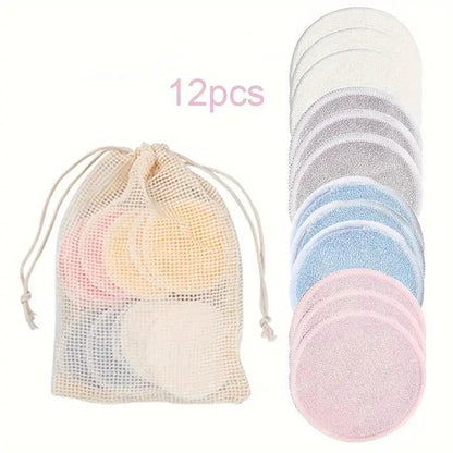 Reusable Compressed Facial Cleaning Pads, 12pcs/set Natural Bamboo Fiber Makeup Remover Pads, Gentle On Skin