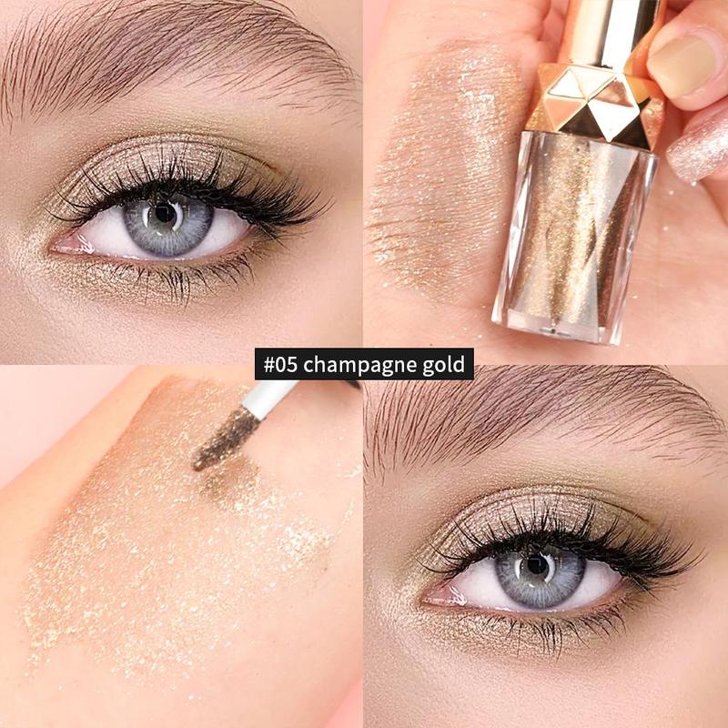 Glitter Liquid Eyeshadow, 1 Count Long Wearing Shimmering Eyeshadow, Sparkling Eye Shadow, Glittering Highlighting Liquid Stick for Crystal Makeup