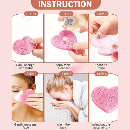 Heart Shaped Facial Sponge, 10/20/30pcs Compressed Face Wash Pad, Exfoliating Facial Cleansing Sponge, Facial Skin Beauty Tool, Skincare Tools