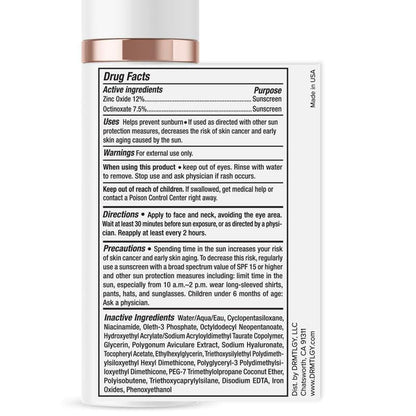 DRMTLGY Anti-Aging Tinted Moisturizer with SPF 46. Universal Tint. All-In-One Light Sheer Coverage Tinted Face Sunscreen with Broad Spectrum Protection Against UVA and UVB Rays. 1.7 oz Facial Lightweight Skincare Skin Repair Comfort Moisturizing