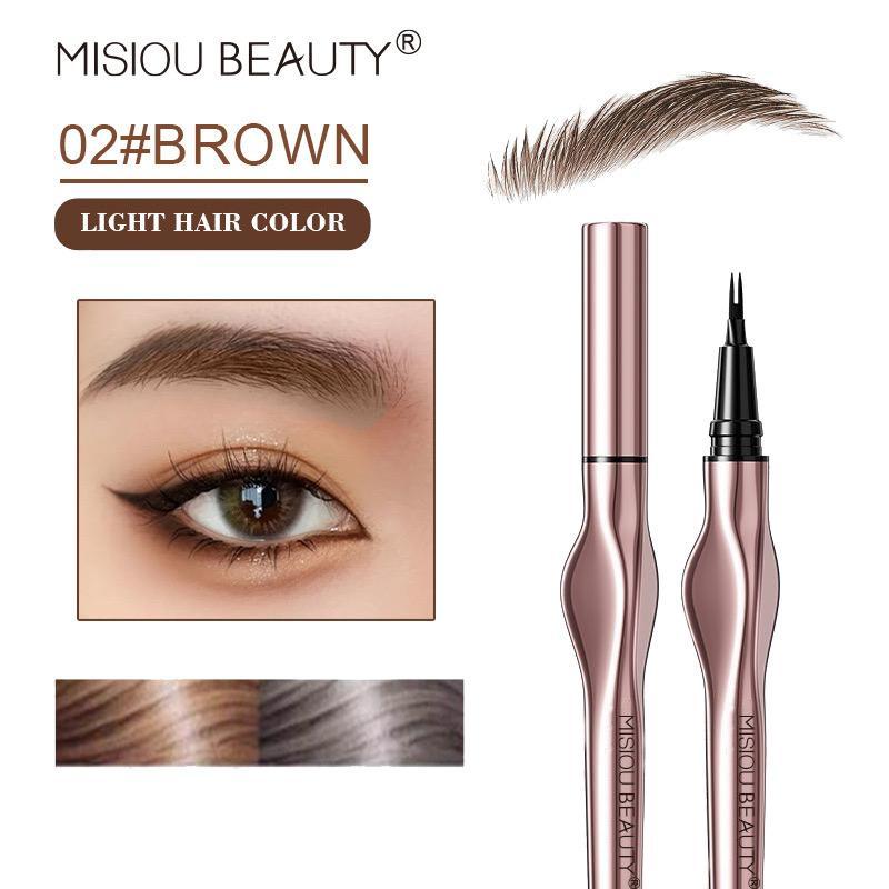 Dual-fork Waterproof Liquid Eyebrow Pen, Smudgeproof Long-lasting Eye Brow Pen for Natural Wild Brow Definition, Multi-use Makeup Pen for Lashes & Hairline