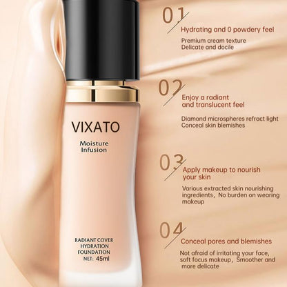 VIXATO oil-control moisturizing foundation sunscreen BB cream, blur blemish concealer, sweat-proof, moisture-proof, and will not clog pores, natural and long-lasting moisturizing concealer hydrating makeup, flawless primer moisturizing concealer BB cream