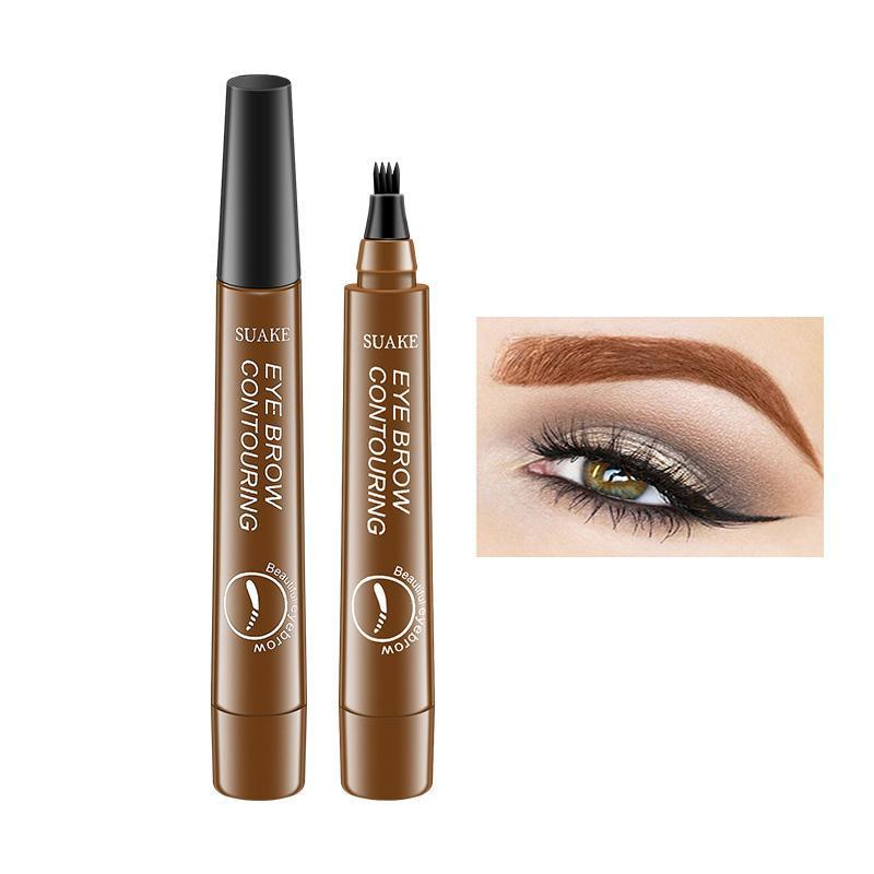 Waterproof Four-tooth Liquid Eyebrow Pencil, Long Lasting Eyebrow Liquid Pencil, Brow Styling Brush, Sweat Proof High Pigmented Brow Pen, Summer Cosmetic Gift