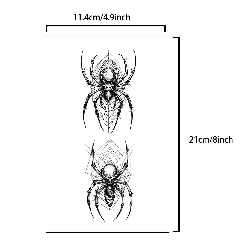 Spider Pattern Temporary Tattoo Sticker, 3 Counts/set Waterproof Body Art Sticker for Women & Men