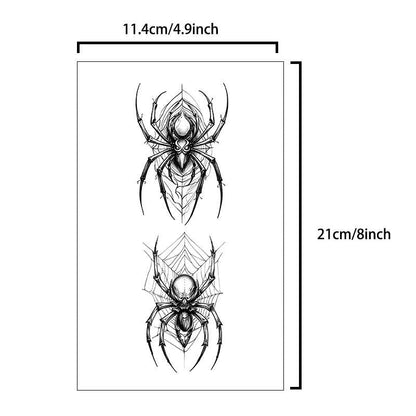 Spider Pattern Temporary Tattoo Sticker, 3 Counts/set Waterproof Body Art Sticker for Women & Men