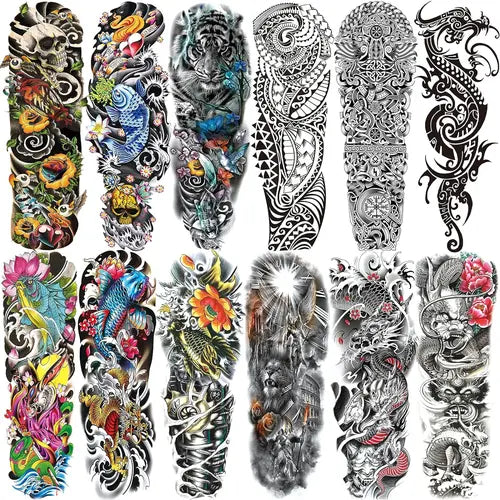 Temporary Tattoo for Men and Women (L19"xW7"), Full Arm Fake Tattoos,Waterproof Realistic Sleeve Tattoos Long lasting