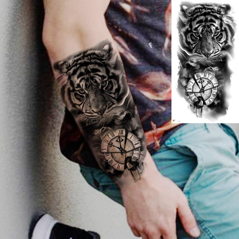 Tiger Pattern Temporary Tattoo Sticker, 8 Counts Fake Tattoo Sticker, Body Art Sticker for Women & Men, Realistic Tattoo Sticker for Arms, Legs, Ankle, Neck, Back