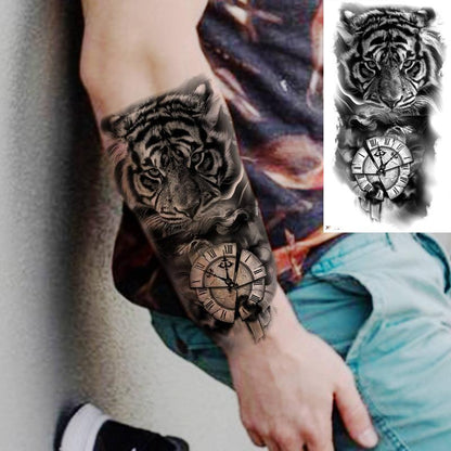 Tiger Pattern Temporary Tattoo Sticker, 8 Counts Fake Tattoo Sticker, Body Art Sticker for Women & Men, Realistic Tattoo Sticker for Arms, Legs, Ankle, Neck, Back