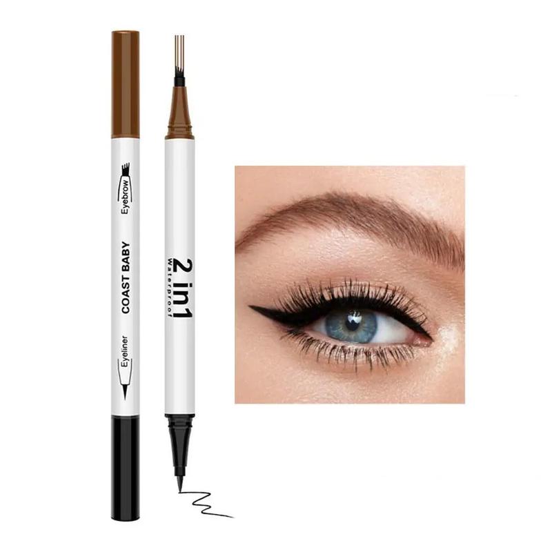 Double-ended 2-In-1 Eyebrow & Eyeliner Pencil, 1 Count Waterproof Eyebrow Pencil, Long-lasting Eyebrow Pencil, Professional Eye Makeup Tool For Women