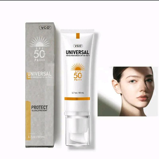 VGO'Ss BestTinted Sunscreen for Face SPF 50, Hydrating Sun Essence Face Sunscreen Leaves No Sticky Feeling Travel Size Sunscreen Against UVA and UVB Rays 50ml Facial Skincare