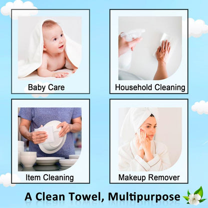 M¡¤NOLLBY XL Large Disposable Face Towel Makeup Remover Wipes for Drying Washing Biodegradable Clean Facial Towels AA11*12 Inches Extra Soft Thick Cleaning Washcloths for Bathroom, Sensitive Skin, Travel 50/100 Count