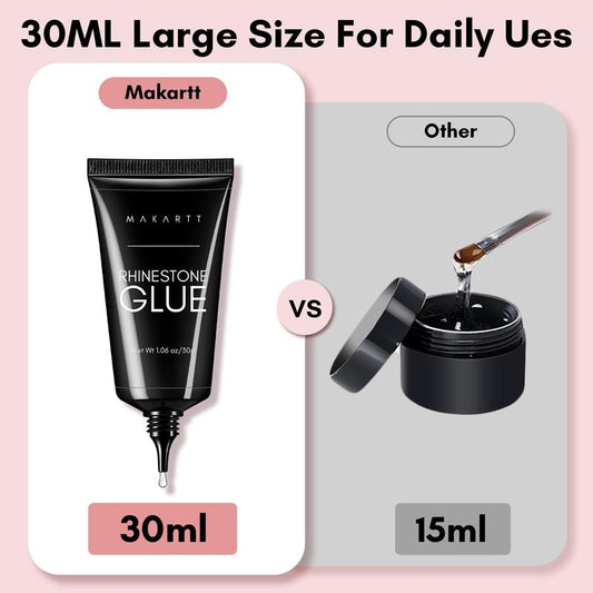 Makartt Nail Rhinestone Glue for Nails 30ML, Super Strong Gel Nail Glue for Nail Charm 3D Nails Bling Gel Decoration Gem Nail Art Jewel Diamonds Cured Need Beauty Gift