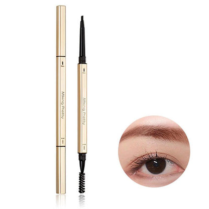 Small Gold Bar Eyebrow Pencil, 1 Count Dual-ended Triangular Machete very Fine Small Gold Chopsticks Eyebrow Pencil, Three-dimensional Sketch Waterproof Sweatproof Non-blotchy Eyebrow Pen