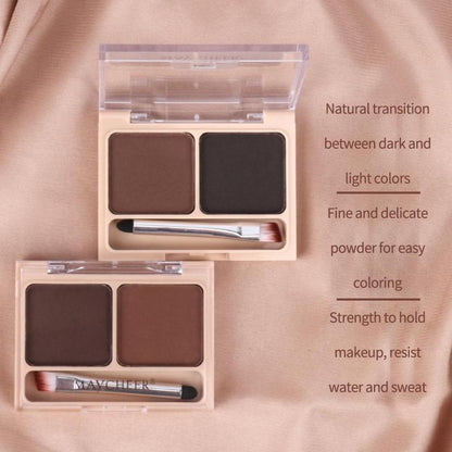 2 in 1 Eyebrow Powder Palette, Long Lasting Eyebrow Powder & Eyebrow Brush, Smudge Proof High Pigmented Eye Brow Shading & Filling Makeup Accessories