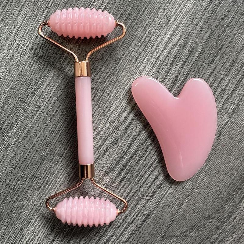 Facial Massage Tool, Including 1 Count Double Ended Face Massage Roller & 1 Count Gua Sha Board, Professional Facial Body Massage Tool