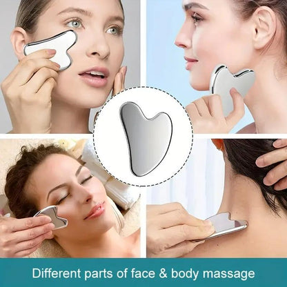 Face Massage Kit(3pcs/set), Face Massage Ice Roller with Heart Shaped Gua Sha Board and Drawstring Bag, Facial Beauty Tool for Women and Men, Summer Gift