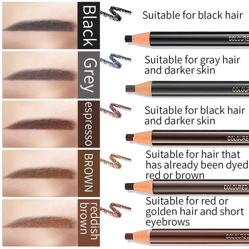 Waterproof Eyebrow Pencil (5pcs), Long Lasting Eyebrow Pencil, Brow Styling Brush, Sweat Proof High Pigmented Brow Shading & Filling Pencil, Makeup Tool Easy to Apply