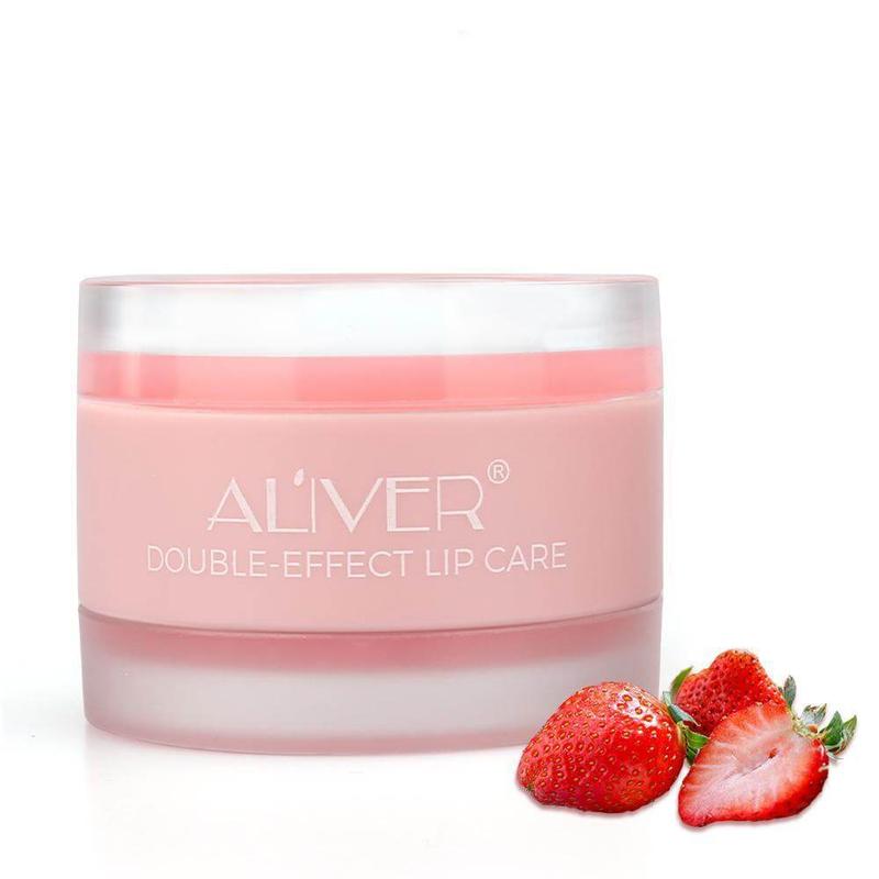 Aliver Lip sleeping Mask Exfoliator & Moisturizer Double Effect Lip Scrubs Overnight/Day for Dry Treatment Care, Cracked Lips, Peeling Lip Primer, Lip Repair Balm - Strawberry Lip Mask