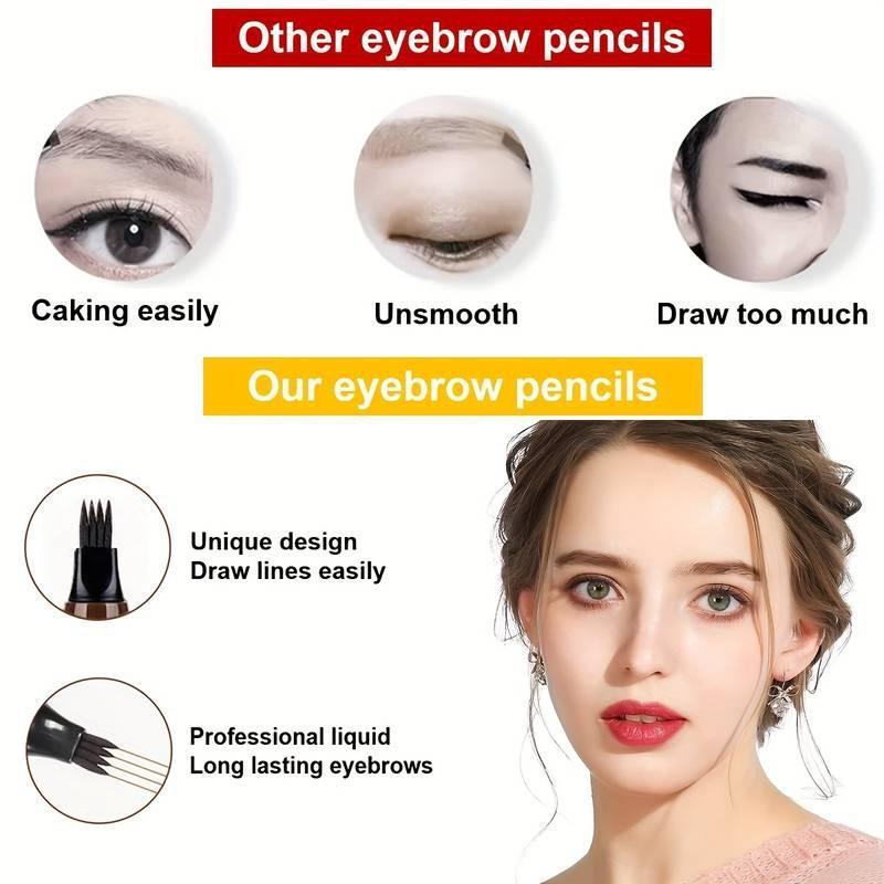 5-color Eyebrow Pencil, 1 Count Natural Eyebrow Pencil with Micro Fork Applicator, Durable & Waterproof & Non Smudging Eye Makeup Product