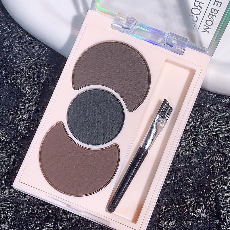 3 Color Eyebrow Powder with Brush, 1 Count Waterproof Long Lasting Eyebrow Powders, Natural Eye Brow Shading and Filling Accessories for Beginners