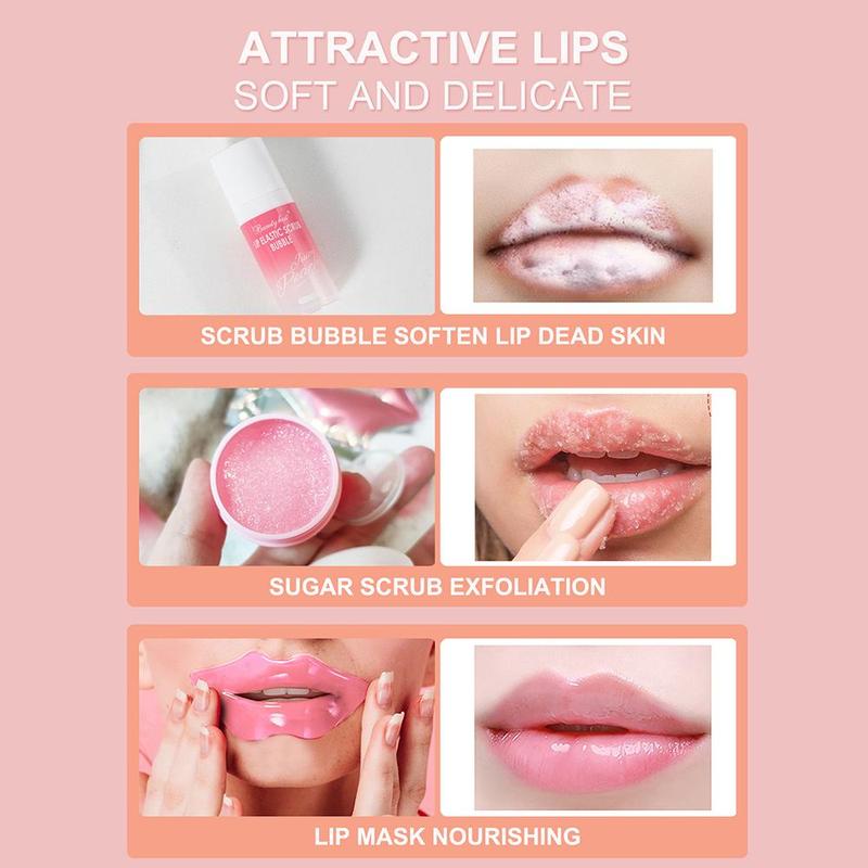 Lip Care Set, 5pcs/set Lip Exfoliator, Moisturizing Lip Care Kit, Hydrating Lip Stick Lip Mask Lip Scrub, Lips Accessories, Cosmetic Beauty Supplies for Girls and Women