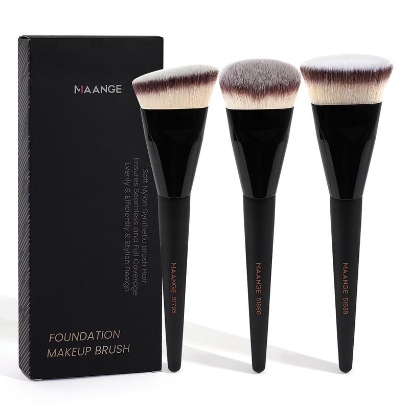 Makeup Brush Set with Case, Including Flat Foundation Brush, Finger Foundation Brush, Blush Brush, Loose Powder Brush, Skin-friendly Makeup Tools