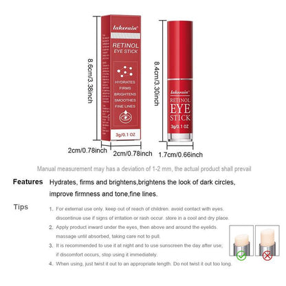 Retinol Eye Care Stick, 1 Count Retinol Eye Cream for Soothing the Look of Dark Circles & Puffiness, Eye Care Product for Daily Use, Makeup Products