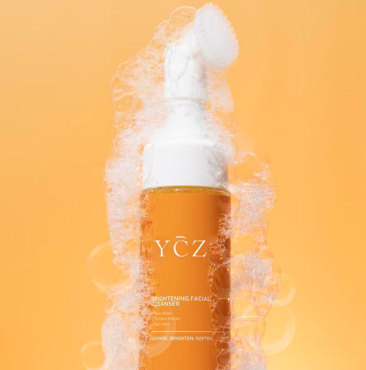 NEW - YCZ Turmeric + Kojic Acid Foaming Facial Cleanser + Silicone Brush Cleansing Skincare+100ML/3.38 FL.OZ