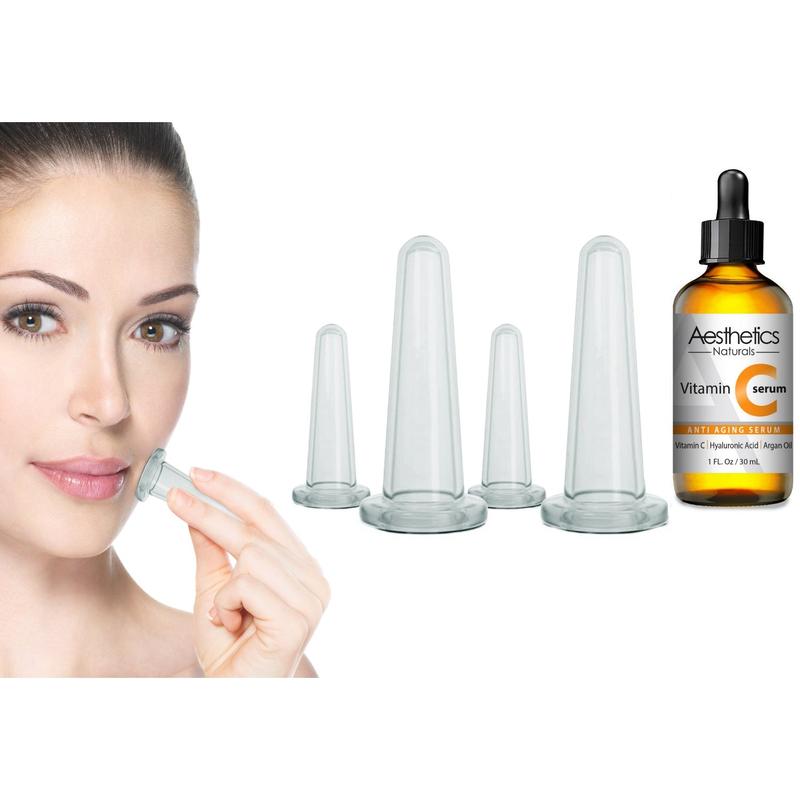 Facial Cupping Kit with Vitamin C serum Silicone Skincare Smooth Therapy Comfort