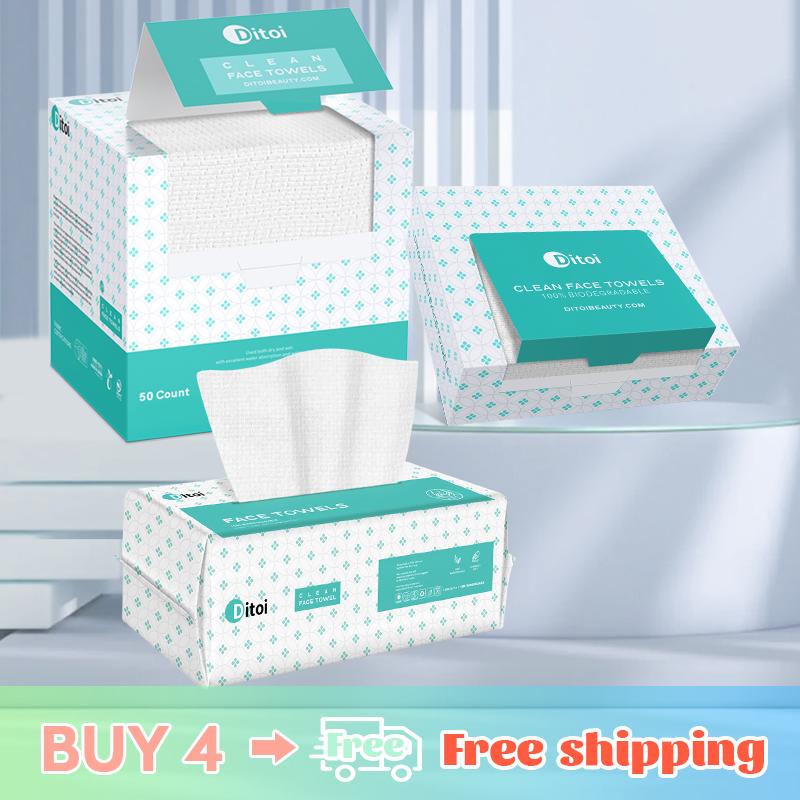 Ditoi Disposable Face Towels Soft Absorbent Thick Biodegradable Dry Makeup Remover Wipes