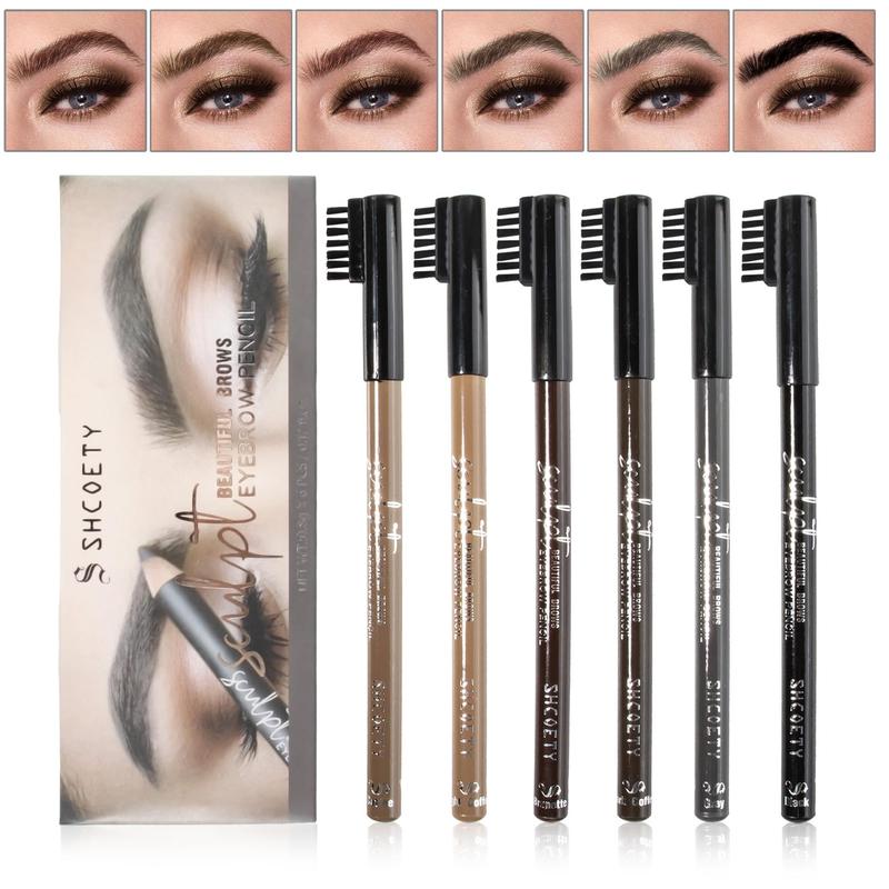 Eyebrow Pencil & Eyebrow Brush Set (12pcs), Waterproof Long Lasting Eyebrow Pencil, Brow Styling Brush, Eye Brow Makeup Tool, Makeup Accessories