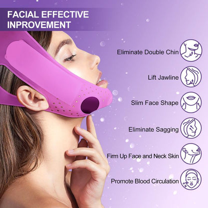 JUSRON 3D Double Chin Reducer Face Strap helps sculpt jawlines and reduce double chins. Made with soft silicone for comfortable wear. Ideal for a more defined facial profile